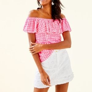 Lilly Pulitzer Resort White Lilly Palm Tree Eyelet Skort Size 12